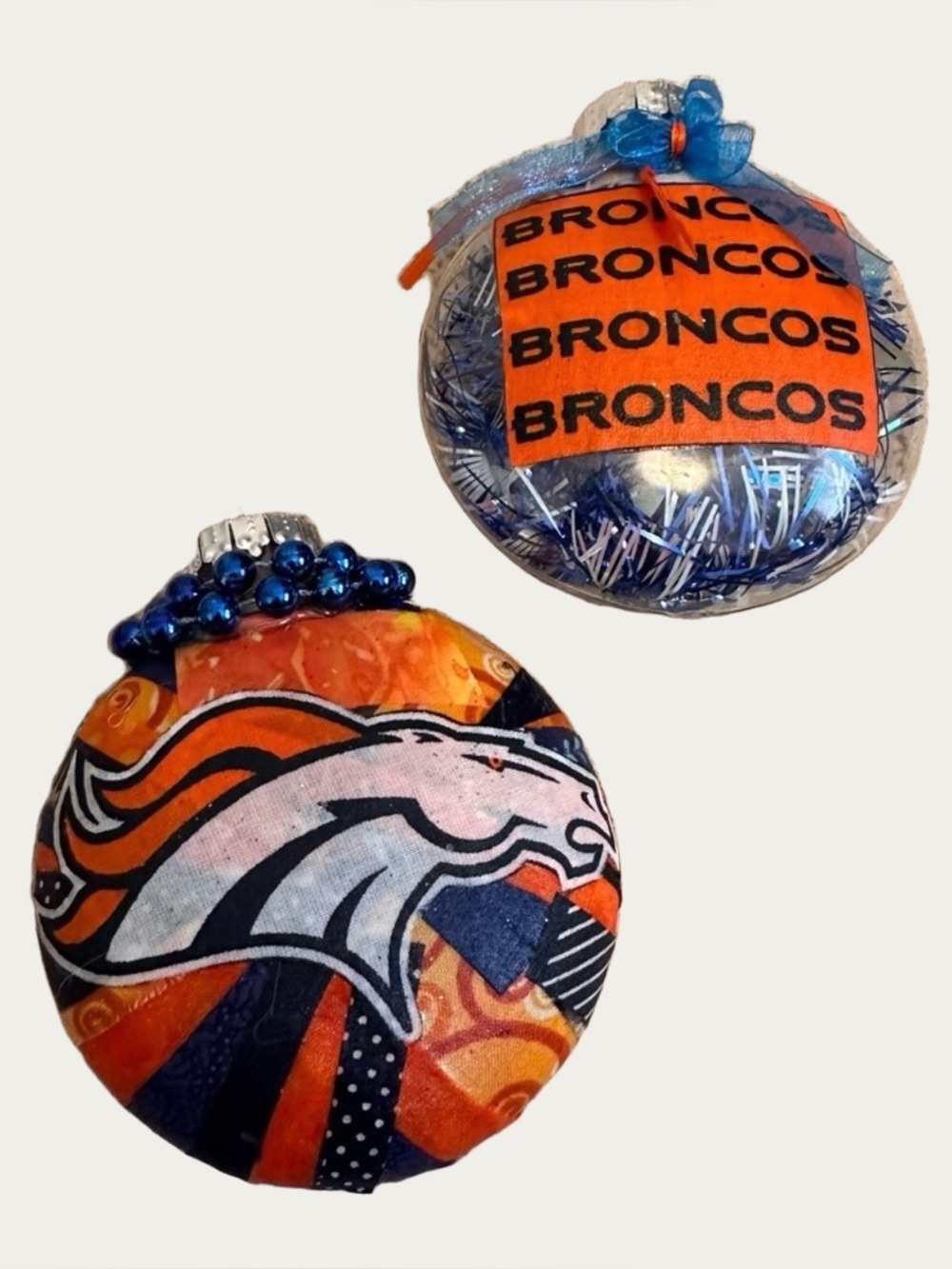 NFL Denver Broncos Hand Crafted Christmas Holiday Ornaments